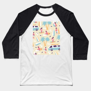 Surfer Pattern Baseball T-Shirt